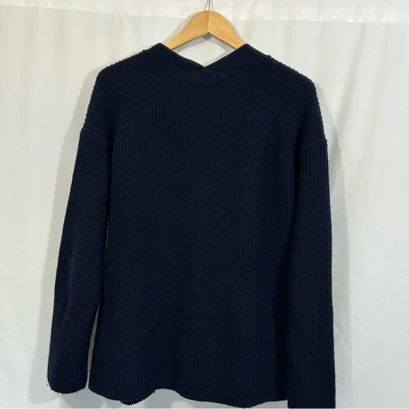 Vince Wool Cashmere Ribbed Knit Cardigan Sweater in Navy Blue - Picture 6 of 10